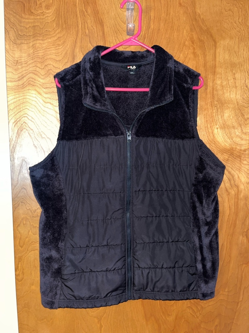 Fila Black Quilted Front Sherpa Vest